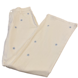 BLUE BLUSJ WHITE EMBROIDERED JEANS . Size L
